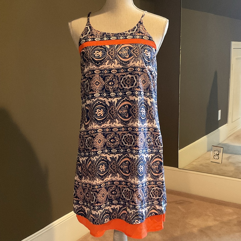 Patterned Blue and Orange Women's Slip Dress by THML NWT